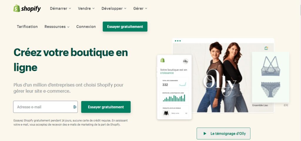 Aperçu de la plateforme Shopify.fr - comment choisir entre wordpress et shopify
