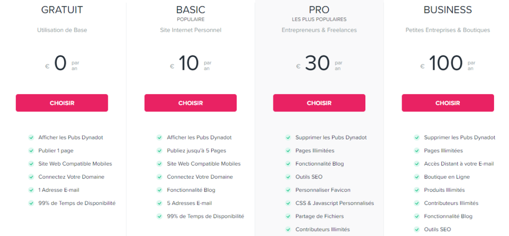 plan de paiement dynadot screenshot